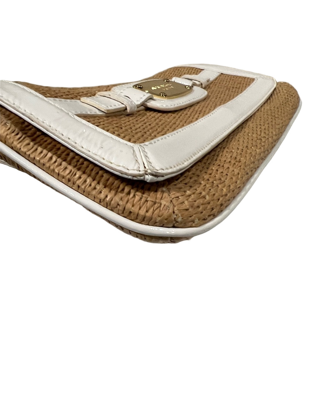 MICHAEL Michael Kors Tan Raffia Shoulder Bag with White Patent Trim - Picture 10 of 12